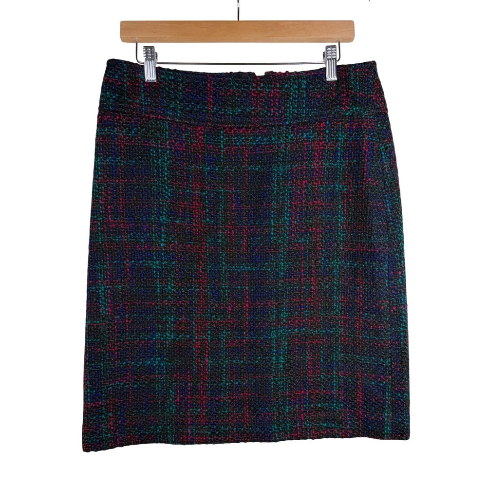 Talbots Womens Wool Blend A Line Skirt Size 8 Black Multicolor Tweed